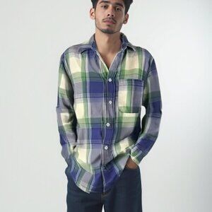❤️ Zara Plaid Blue and Green Men's Shirt S